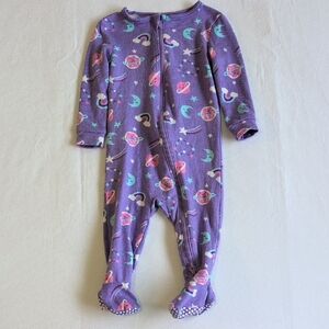joe fresh space plush knit 2-way zipper footie sleeper pajamas 3-6 months baby
